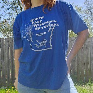 Vintage Single Stitch 80's North East WI Skydivers Blue Eclectic Cotton Tshirt